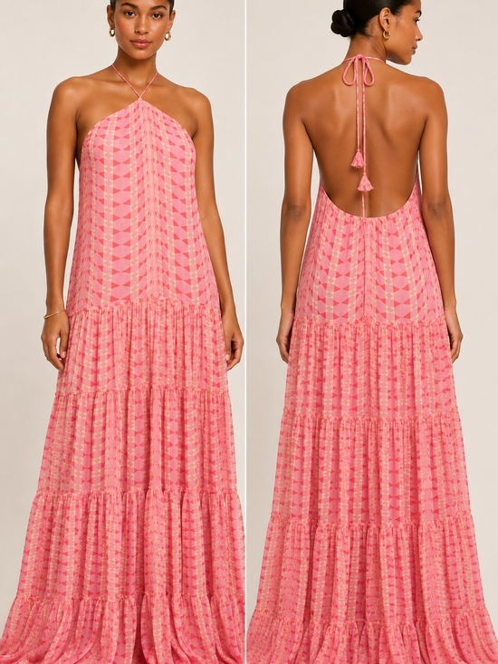 Misa Los Angeles Dresses & Skirts - Misa Los Angeles Pink Halter Maxi Dress